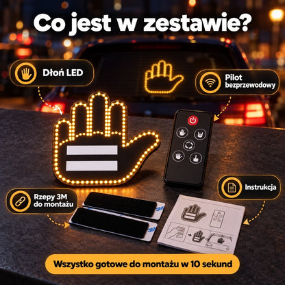AutoŁapka™ – świecąca dłoń LED do auta z pilotem